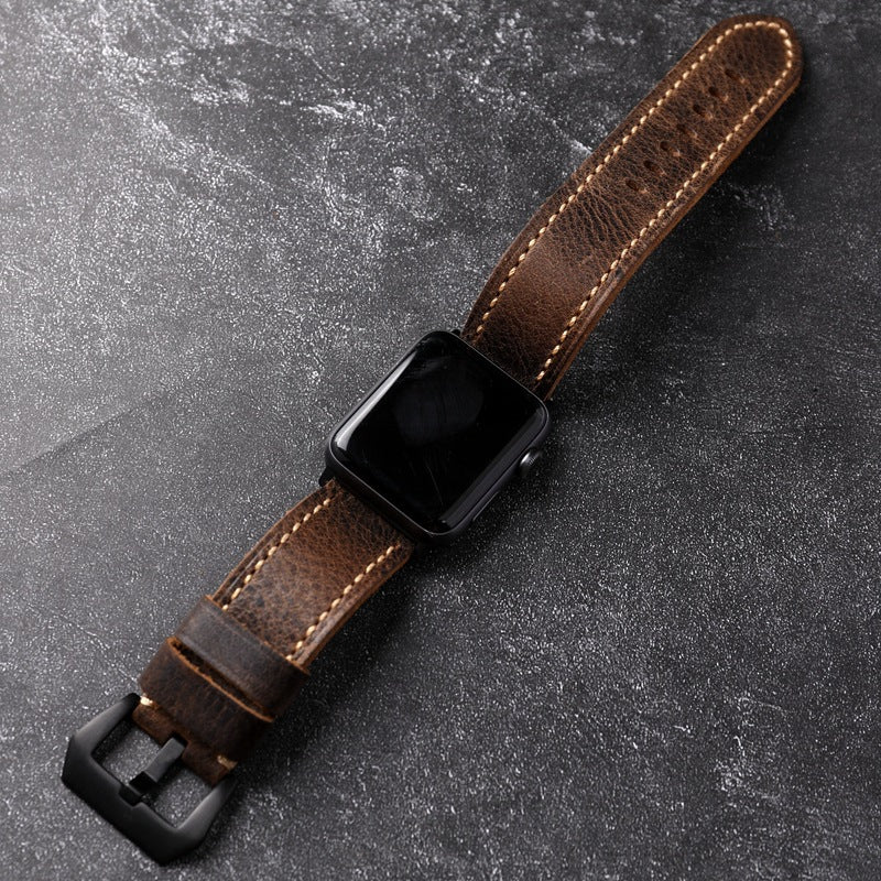 Apple-Watch-Armband — Vollnarben-Rindsleder, Edelstahlschnalle - Desfino