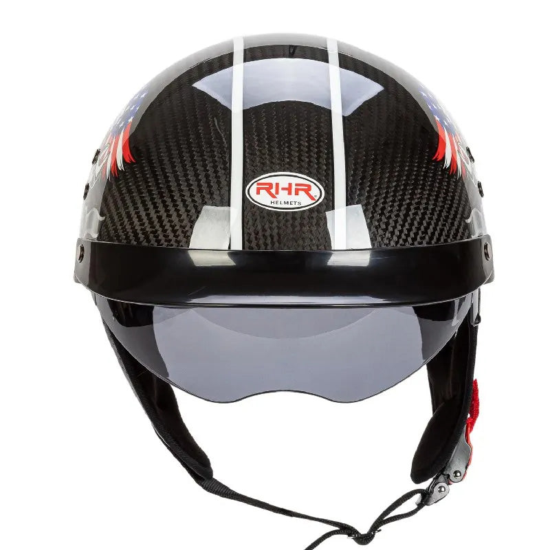 Retro kask typu half-face z włókna węglowego — lekki, zatwierdzony DOT ECE - Desfino