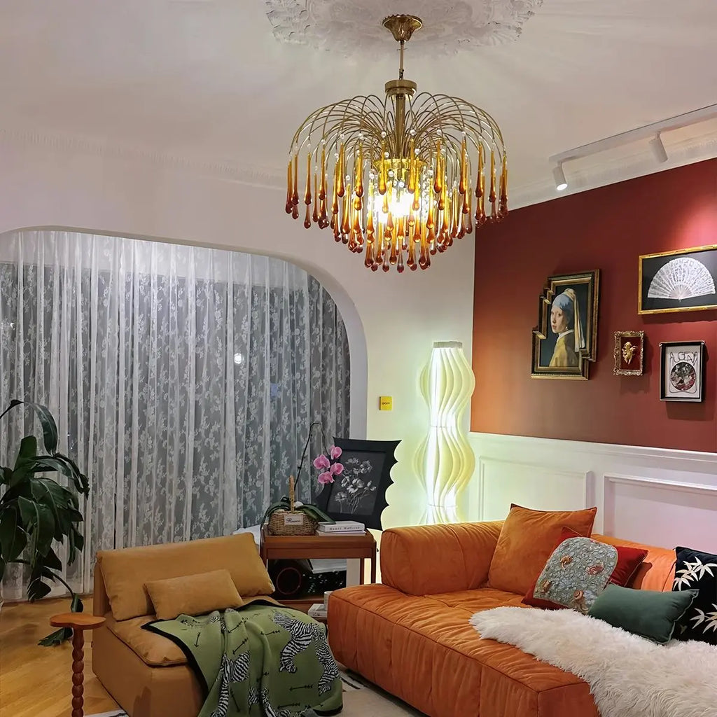 French Retro Water Drop Glass Chandelier | Desfino