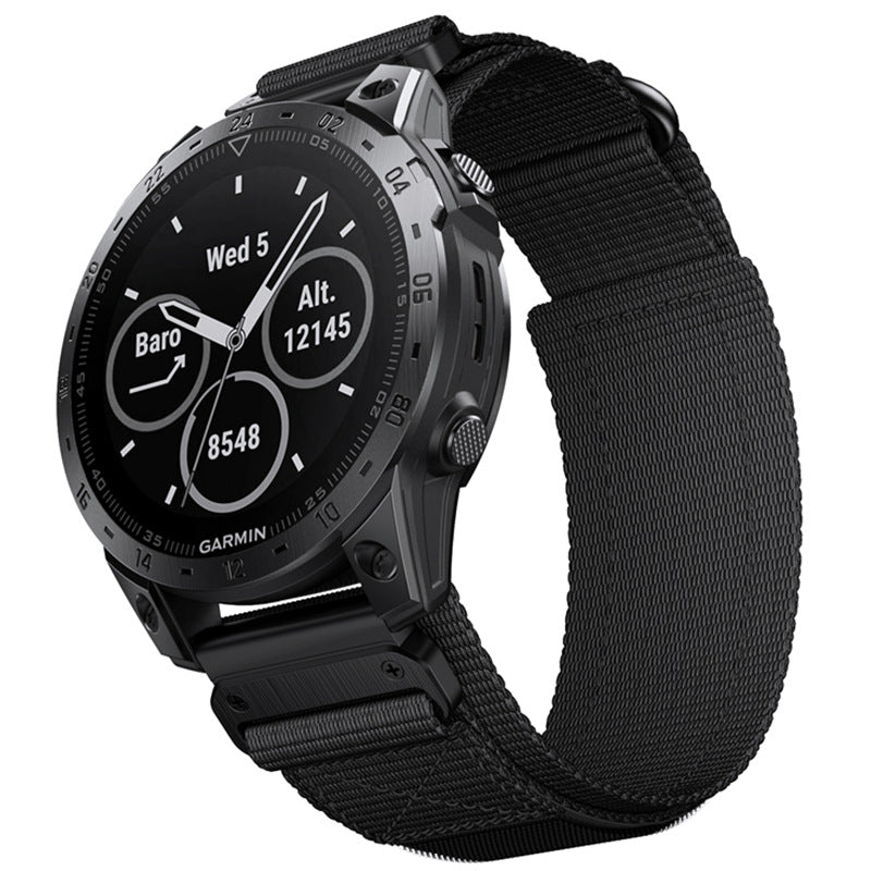 Nylon elástico RidgeLine — Garmin Tactix e Fenix 8/7/7X/6/6X 160–230mm - Desfino