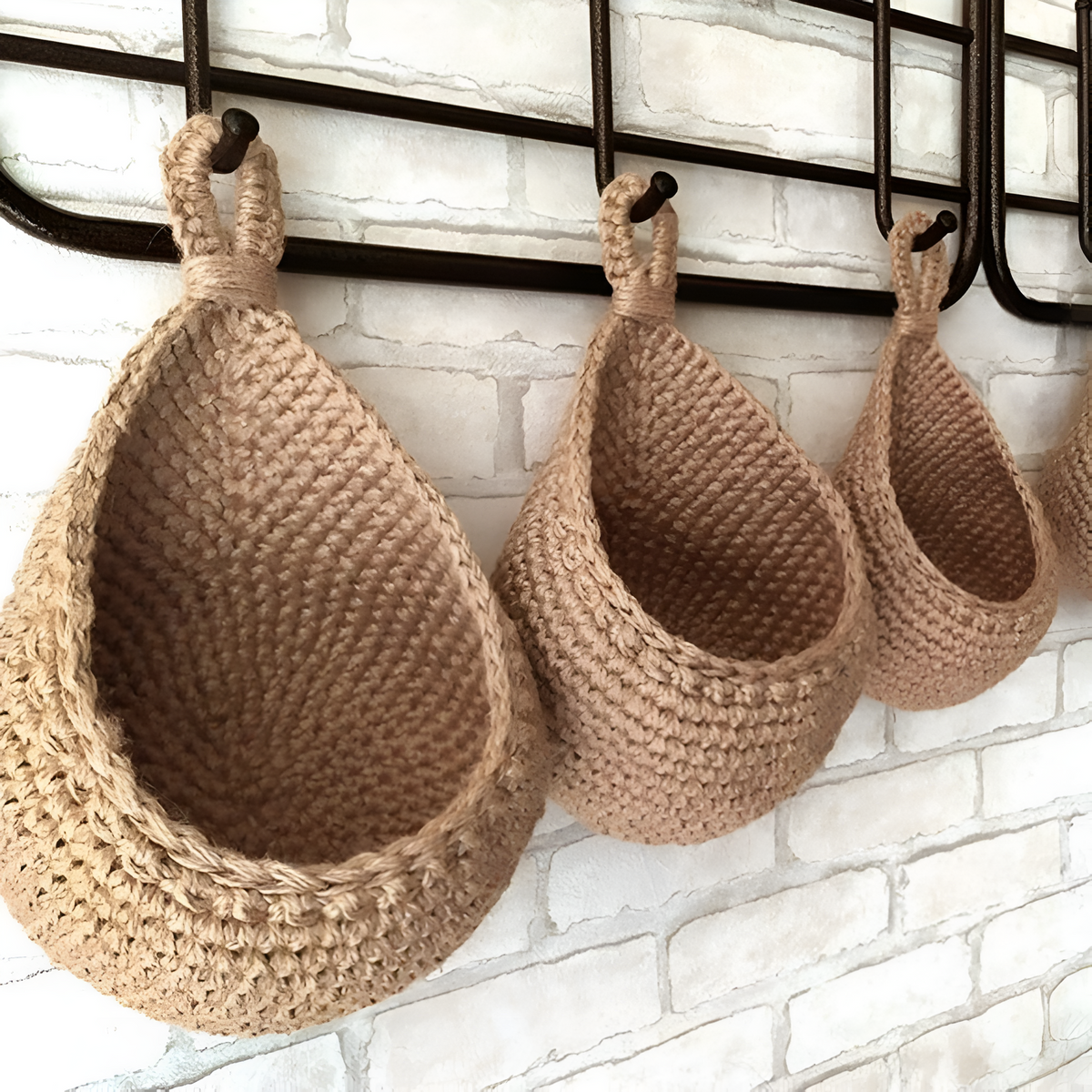 Cesto pensile boho artigianale — Contenitore traspirante per alimenti da cucina - Desfino