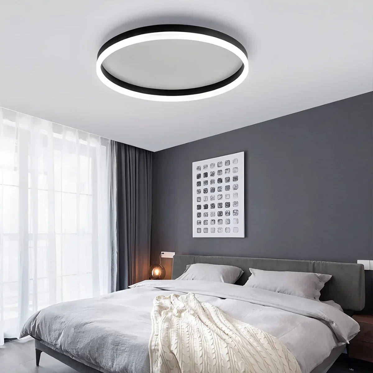 Nordic Circular LED Ceiling Lamp for Bedroom | Desfino