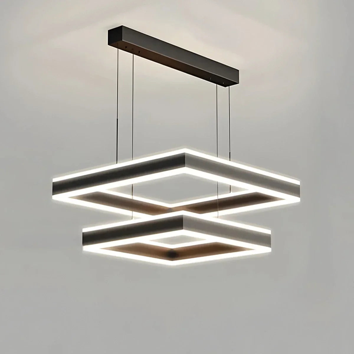 Tiered Black Square Pendant Lamp for Living Room | Desfino