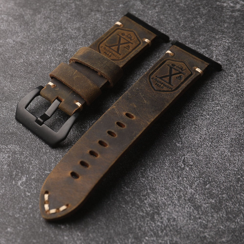 Brookmere Full Grain Leather Strap — Vintage Patina Style Samsung Galaxy Watch Ultra