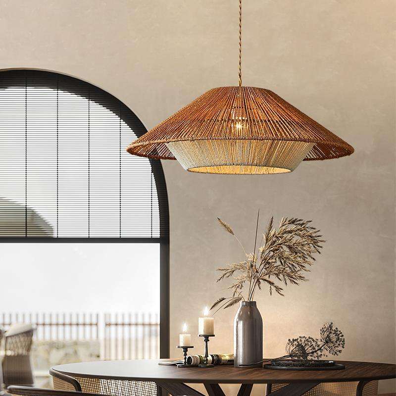 Pleciona japońska lampa wisząca Sora — wisząca lampa w stylu zen boho | Desfino