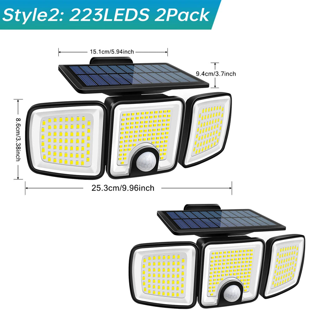 Luz solar de movimiento SolaraBeam de tres cabezales — Cobertura de 270 grados - Desfino