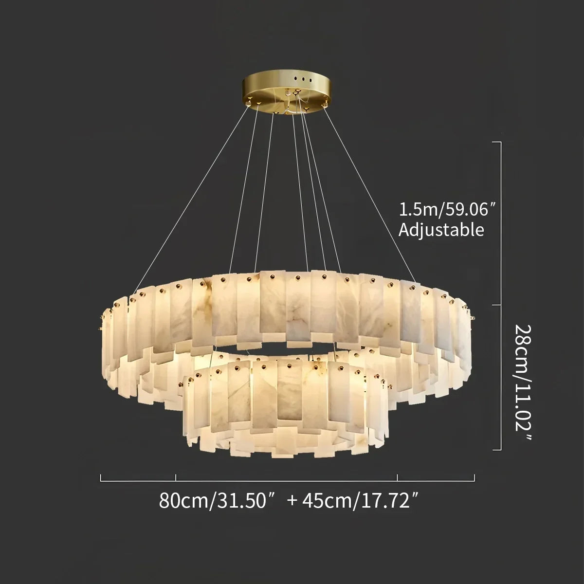 Modern Ring Spanish Alabaster Chandelier for Living Room | Desfino