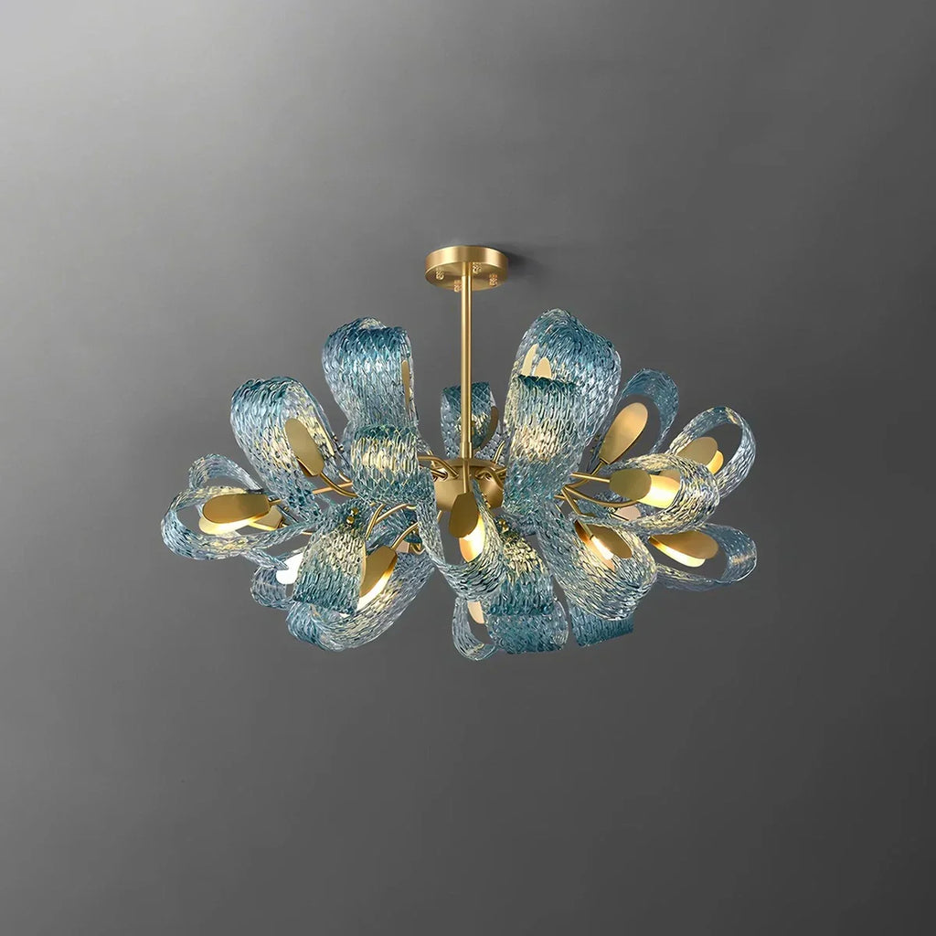 Peacock Blue Art Glass Chandelier for Dining Room | Desfino