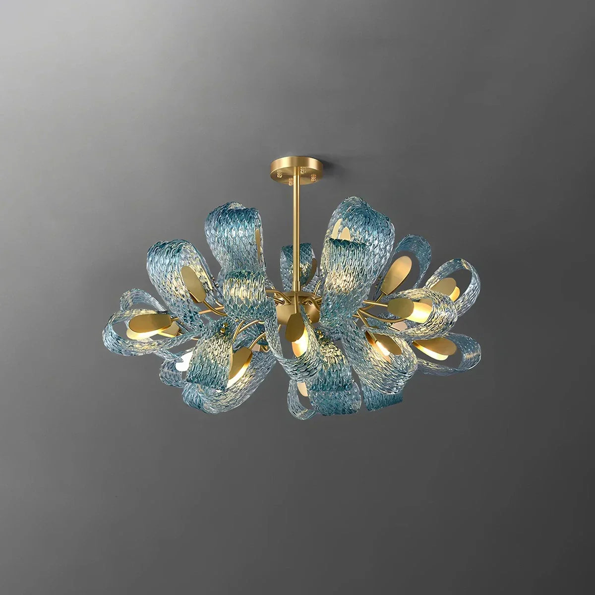 Peacock Blue Art Glass Chandelier for Dining Room | Desfino