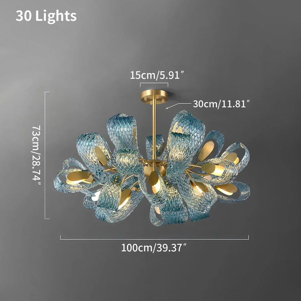 Peacock Blue Art Glass Chandelier for Dining Room | Desfino