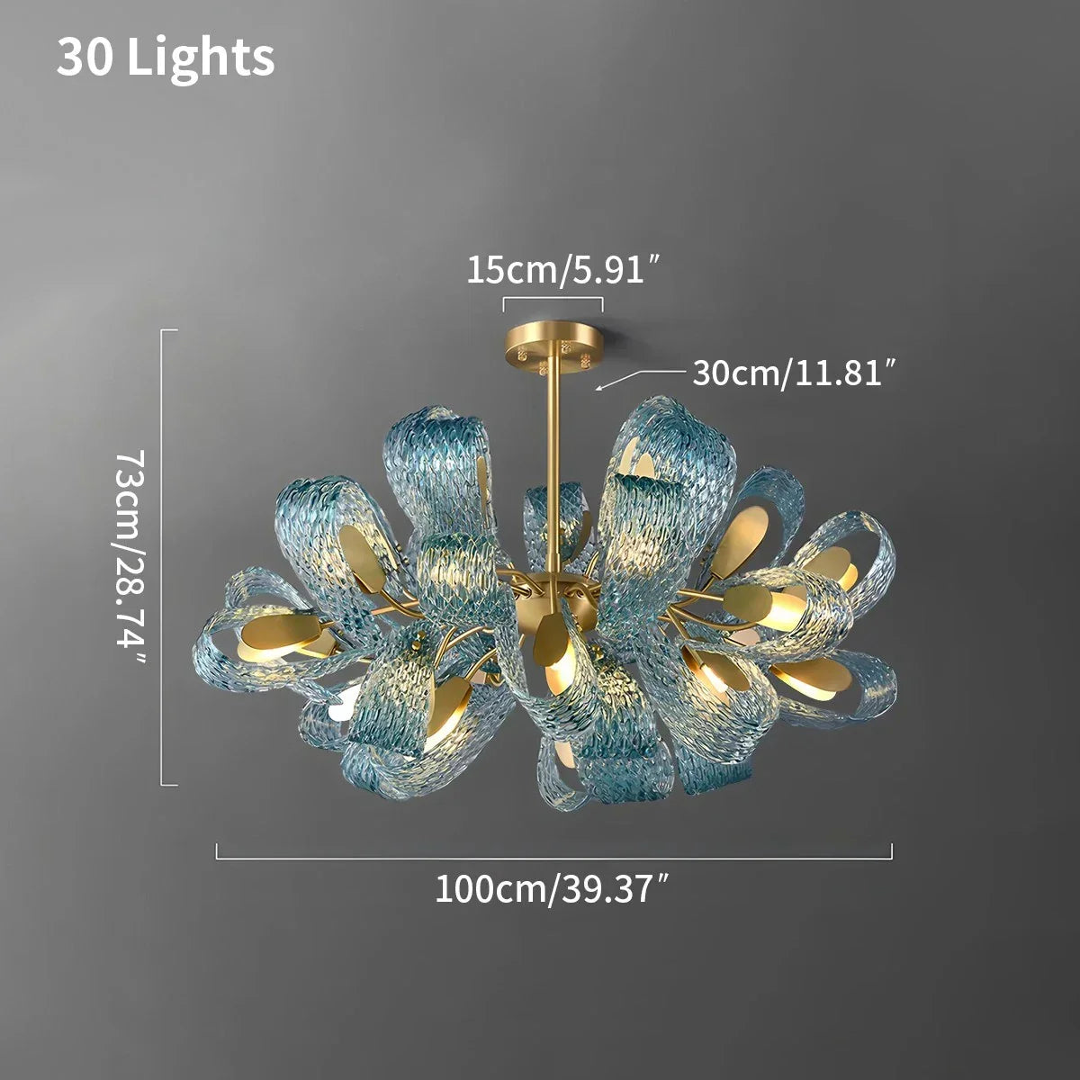 Peacock Blue Art Glass Chandelier for Dining Room | Desfino