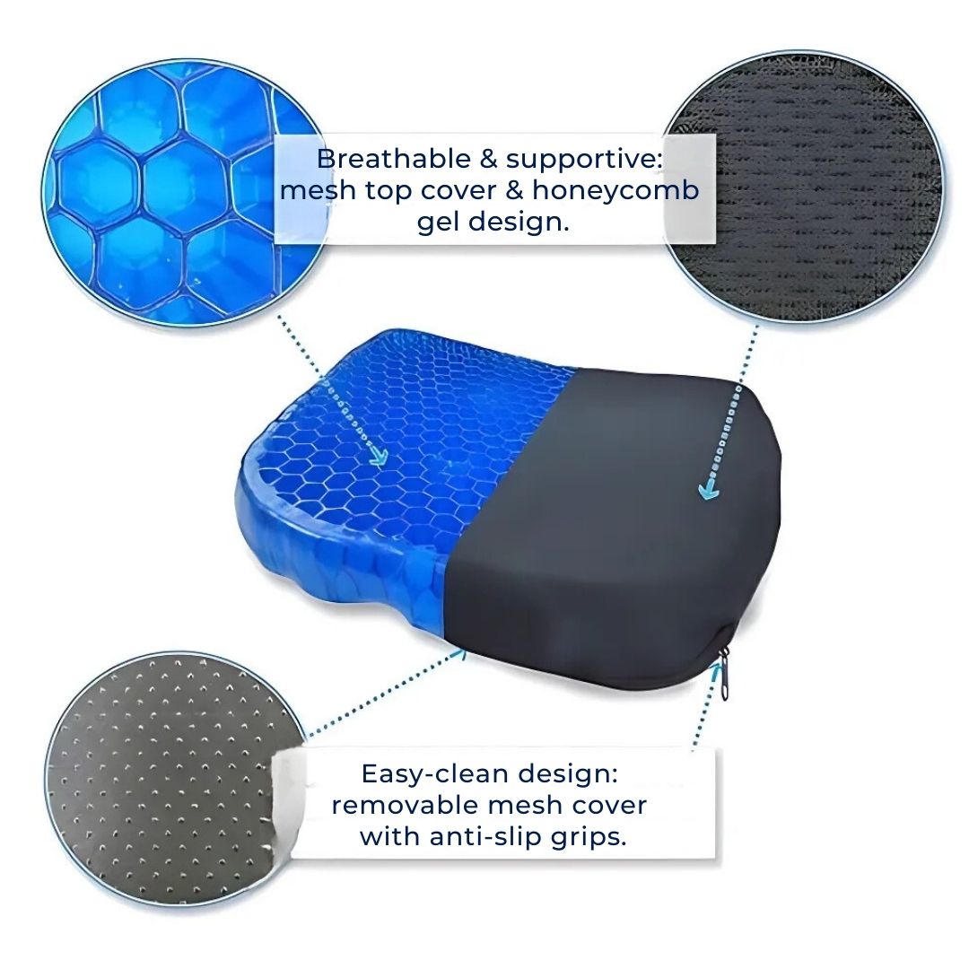 Coussin d’assise orthopédique en gel à structure alvéolaire