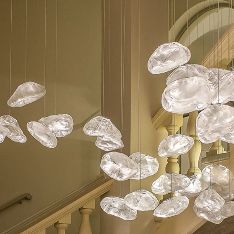 Πολυέλαιος από γυαλί Aurora Cascade - Φωτιστικό LED με πλαίσιο αλουμινίου - Desfino