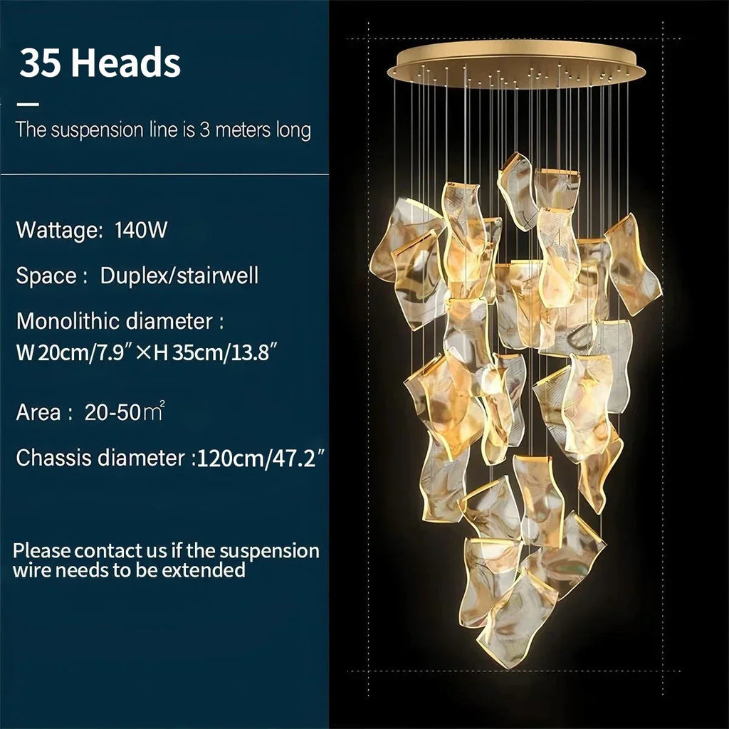 Large Luxury Art Chandelier for High Ceiling Living Room | Desfino