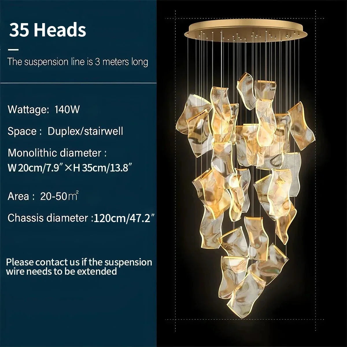 Large Luxury Art Chandelier for High Ceiling Living Room | Desfino