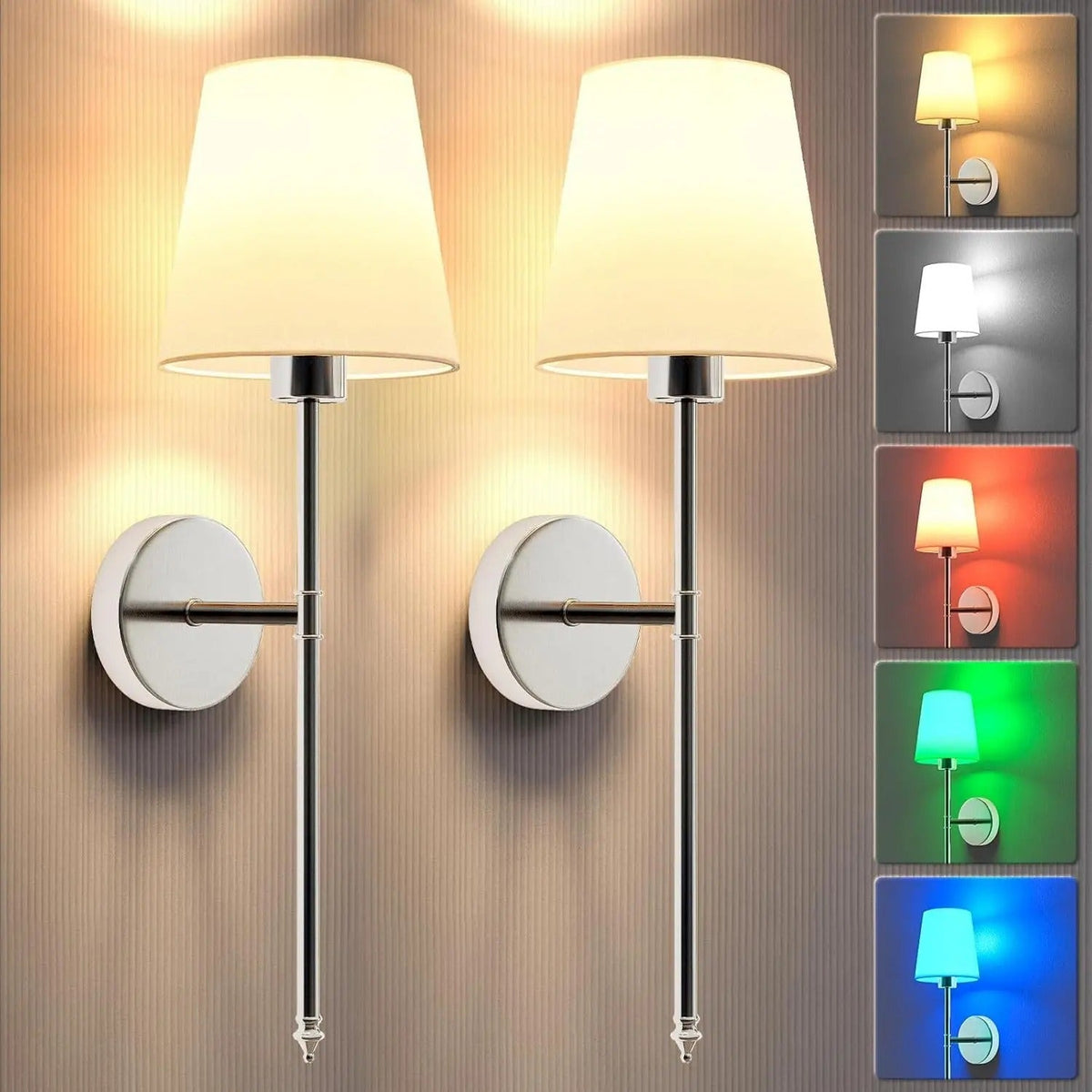 Applique da parete wireless NovaGlow — Confezione da 2, alimentazione a batteria - Desfino