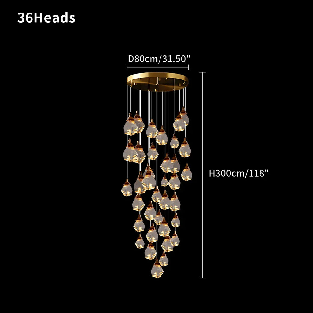Rock Crystal Rain Chandelier for Living Room | Desfino