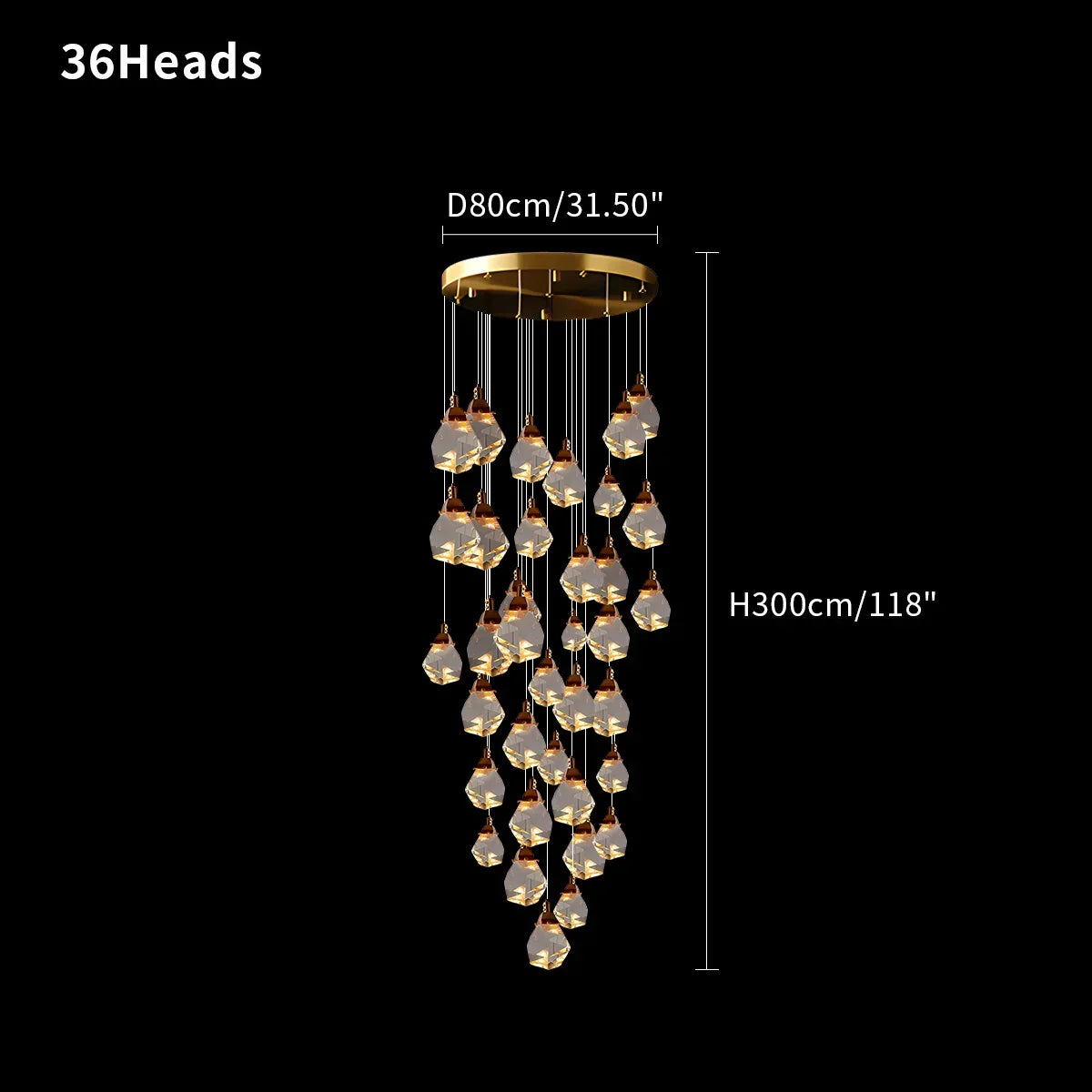 Rock Crystal Rain Chandelier for Living Room | Desfino
