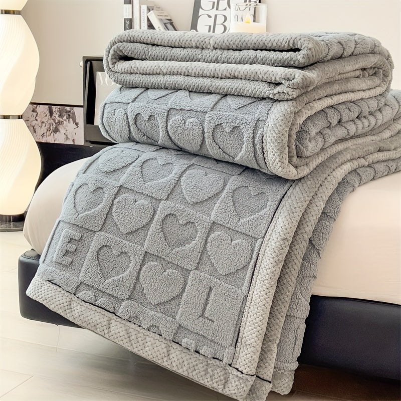 Κουβέρτα fleece SnugLoom — Σχέδιο με καρδιές και γράμματα διπλής όψης - Desfino