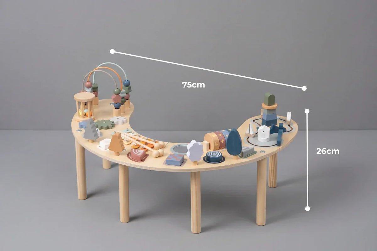 Crescent Moon Multi-Activity Table — Integrated Road Circuit, Open Playtop