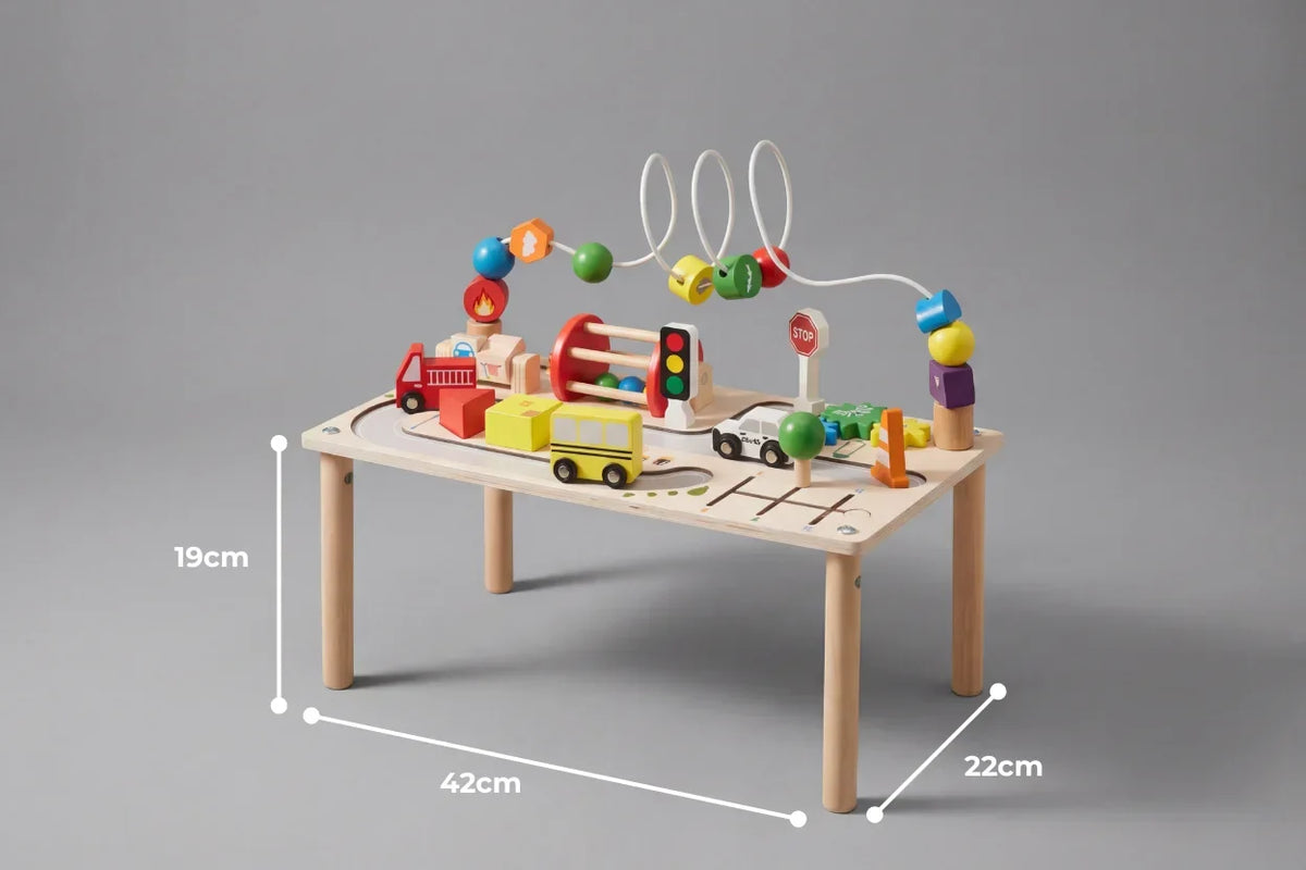 Reversible Wooden Activity Table – Road Circuit Layout
