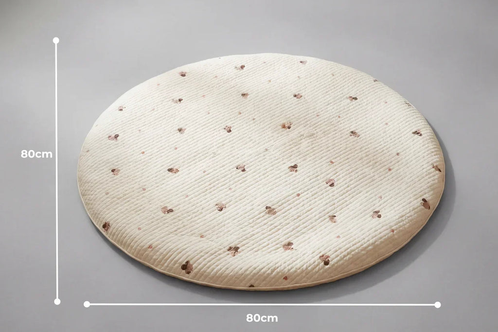 Circular Quilted Cotton Baby Play Mat — Dense Floor Cushion
