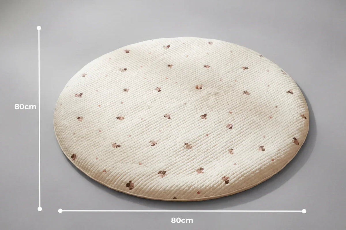 Circular Quilted Cotton Baby Play Mat — Dense Floor Cushion