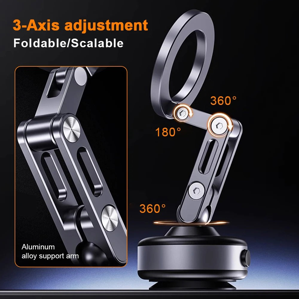 Magnetyczny uchwyt samochodowy FluxGrip 360° na telefon — mocowanie z przyssawką - Desfino