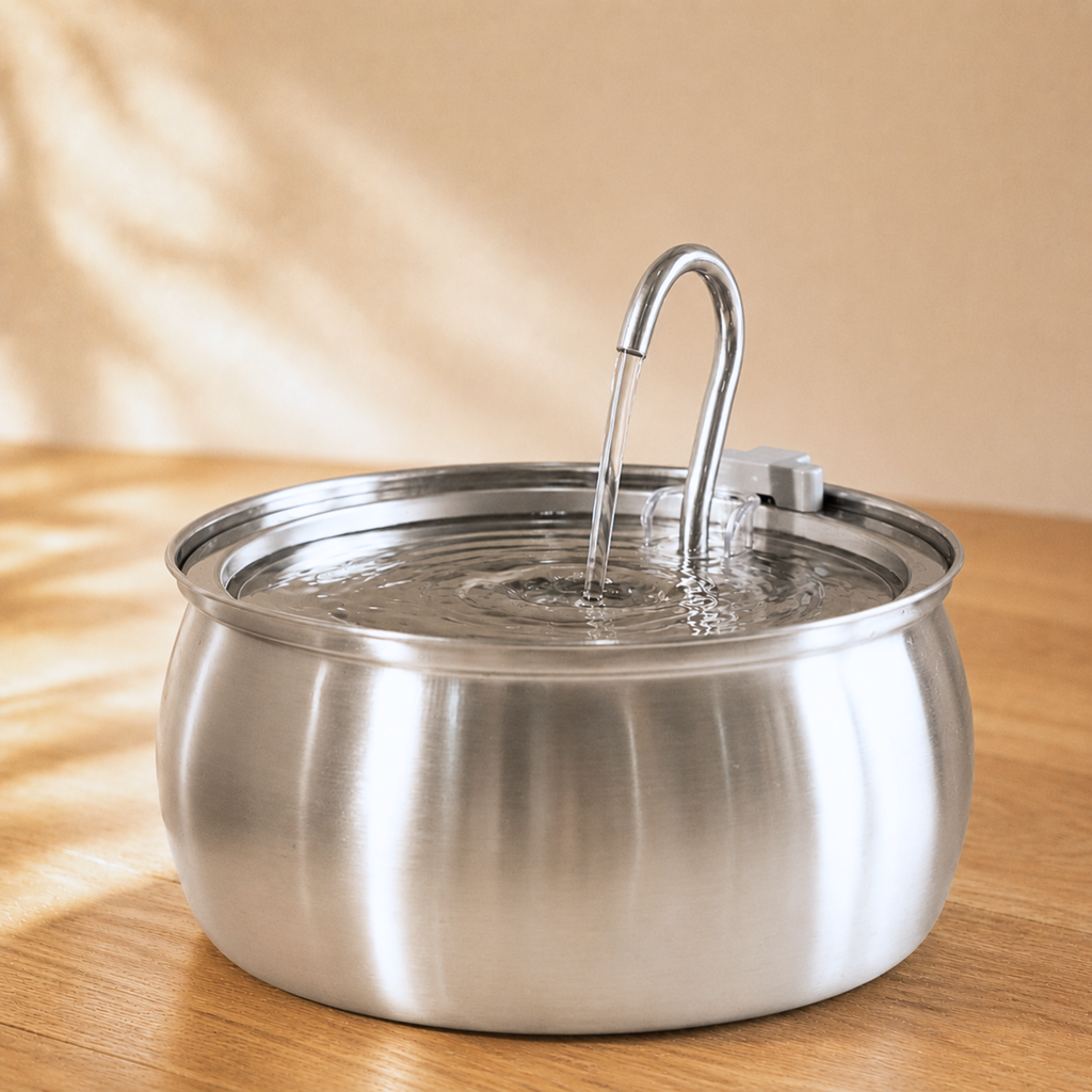 4L Stainless Steel Cat Water Fountain — Quiet Pump, Multi-Stage Filtration