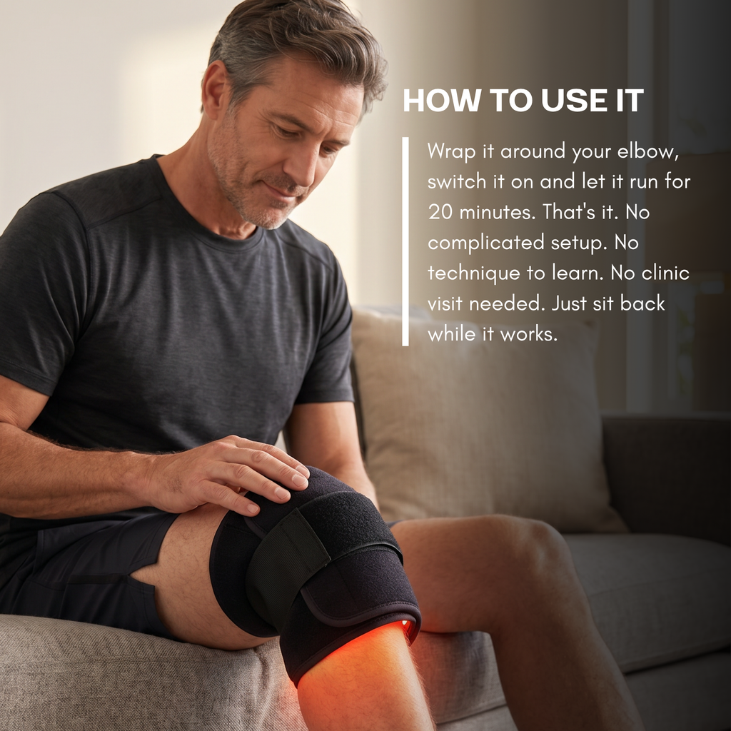 وسادة الضوء الأحمر لدعم الركبة KneeRevive Pro بترددَي 660 نانومتر و850 نانومتر — رباط داعم للركبة