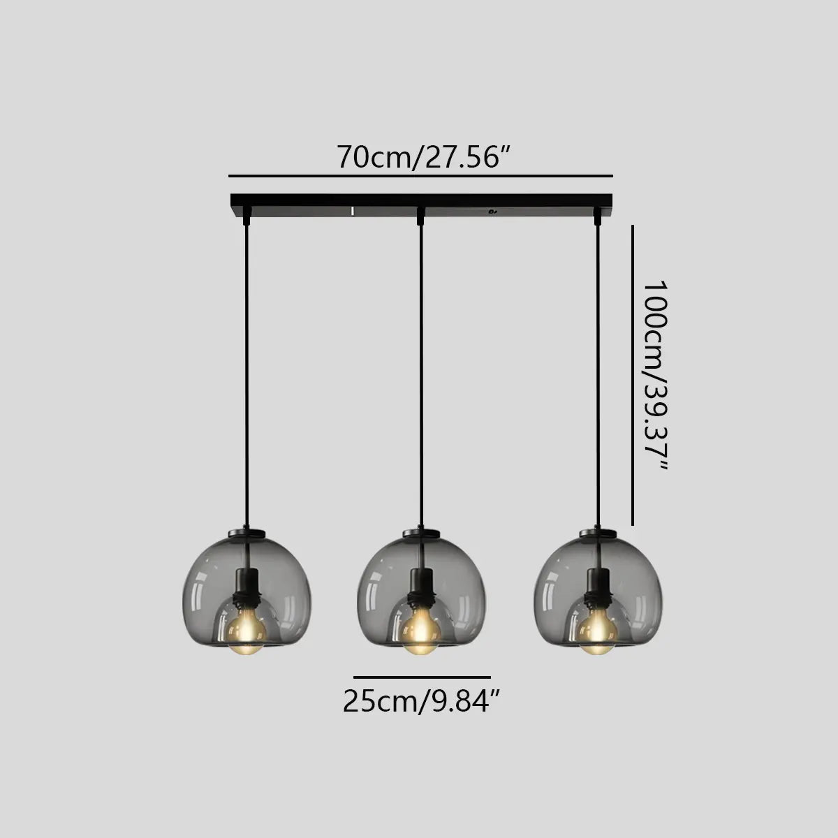 Smoky Grey Glass Pendant Light | Desfino