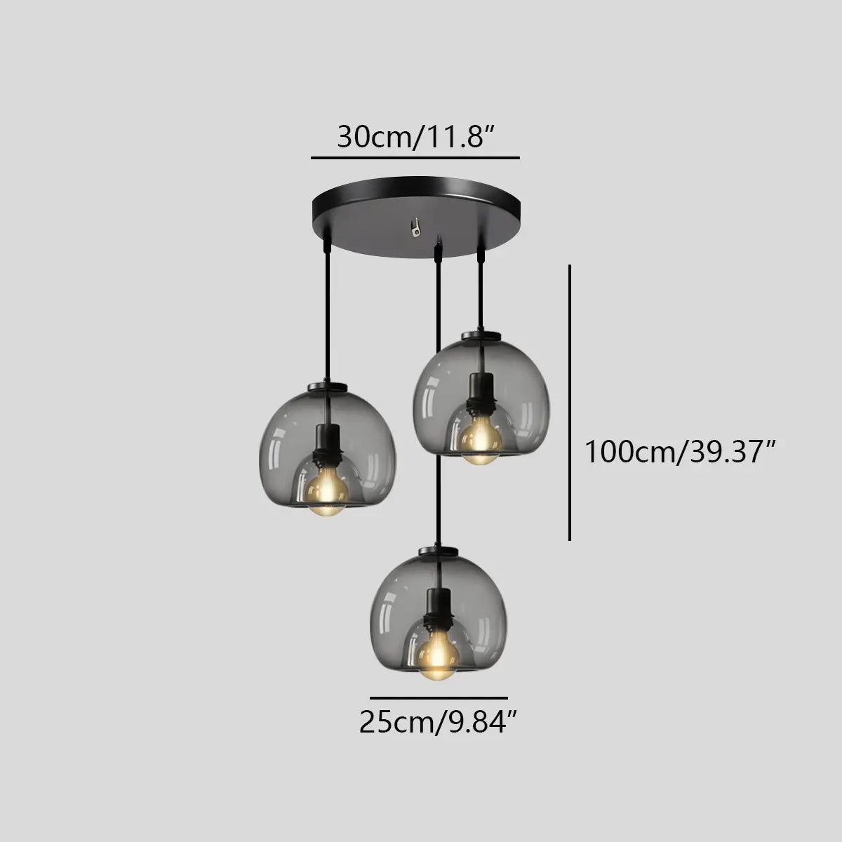 Smoky Grey Glass Pendant Light | Desfino
