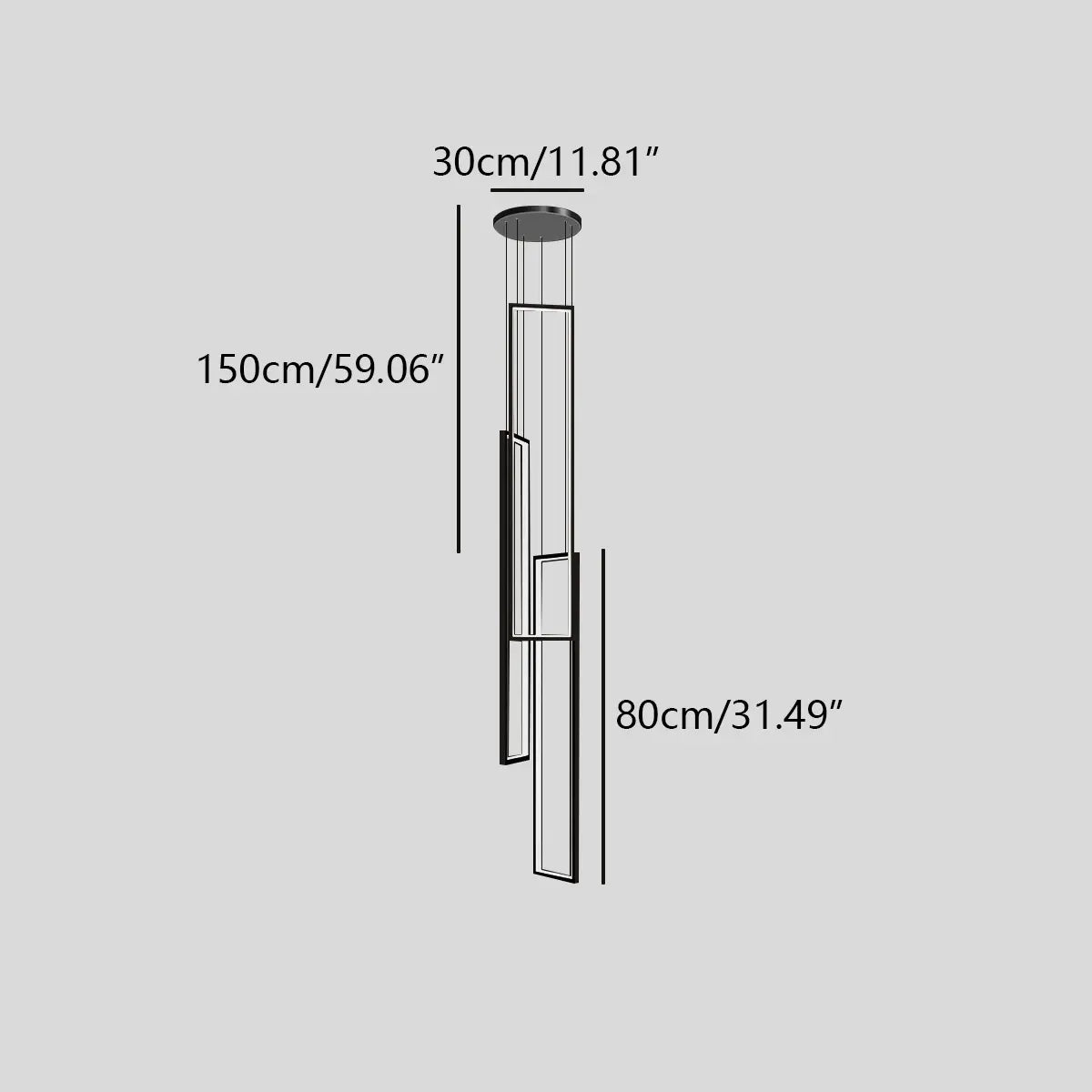 Aldarj Rectangular LED Staircase Chandelier | Desfino