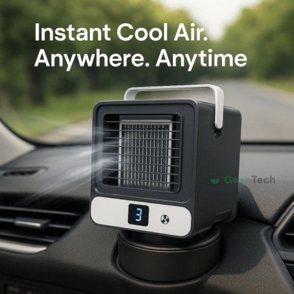 Mini aparat de aer condiționat portabil BreezeWave — Ventilator silențios cu 4 pale - Desfino