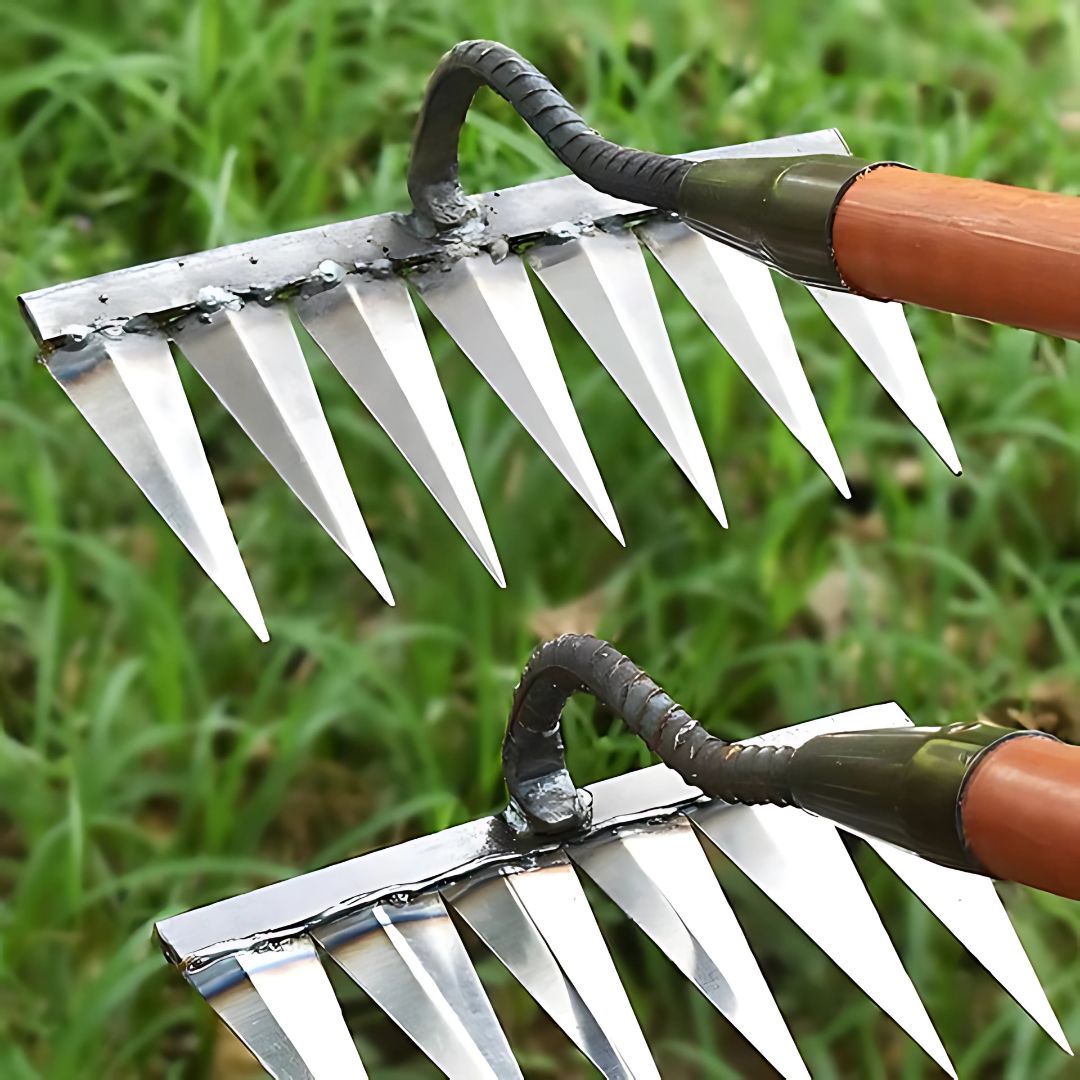 Râteau de désherbage de jardin ThriveGard — Dents en acier, prise ergonomique - Desfino