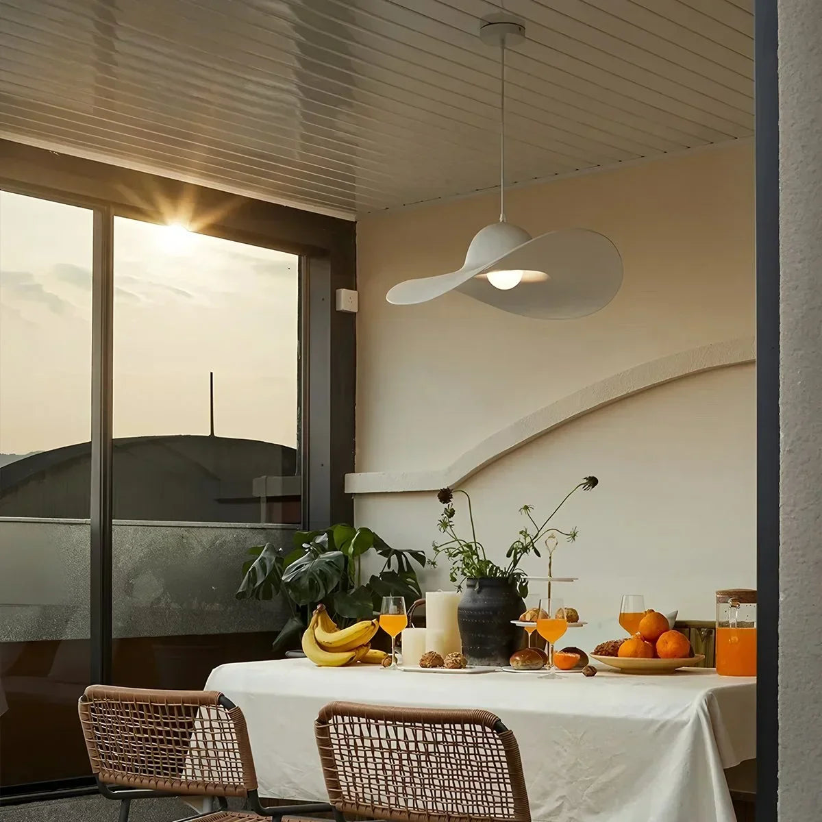 Straw Hat Acoustic Pendant Light for Dining room | Desfino