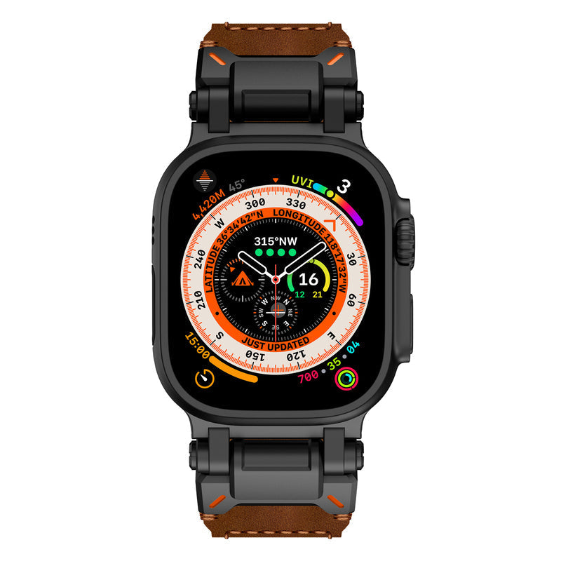 Řemínek Nomad pro Apple Watch — italská kůže, ruční šití, titanový adaptér - Desfino