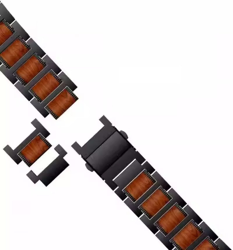 سوار ساعة أفيلين من خشب الصندل الأحمر الطبيعي والمعدن — متوافق مع Samsung Watch Ultra