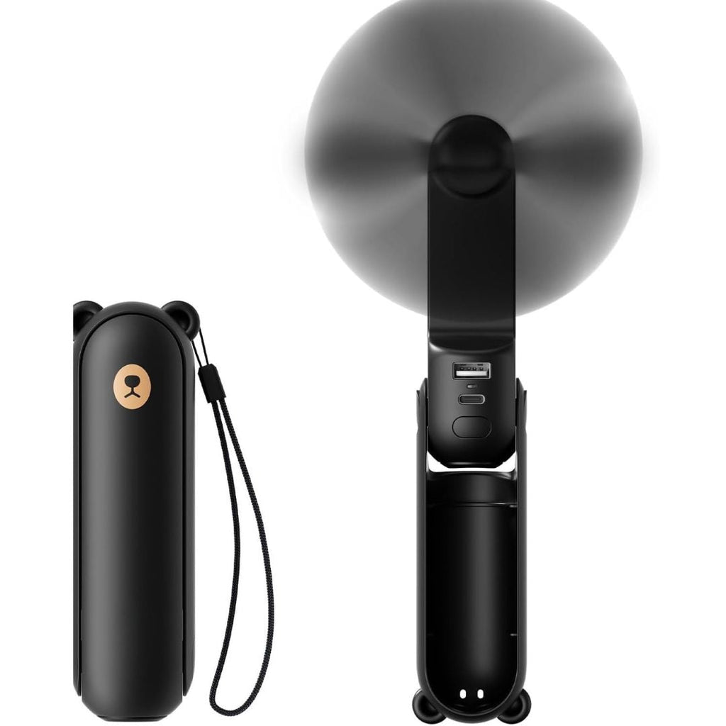 מאוורר מיני לנסיעות BreezyGo משולב 3 ב-1 — תאורת LED, סוללת גיבוי USB | Desfino