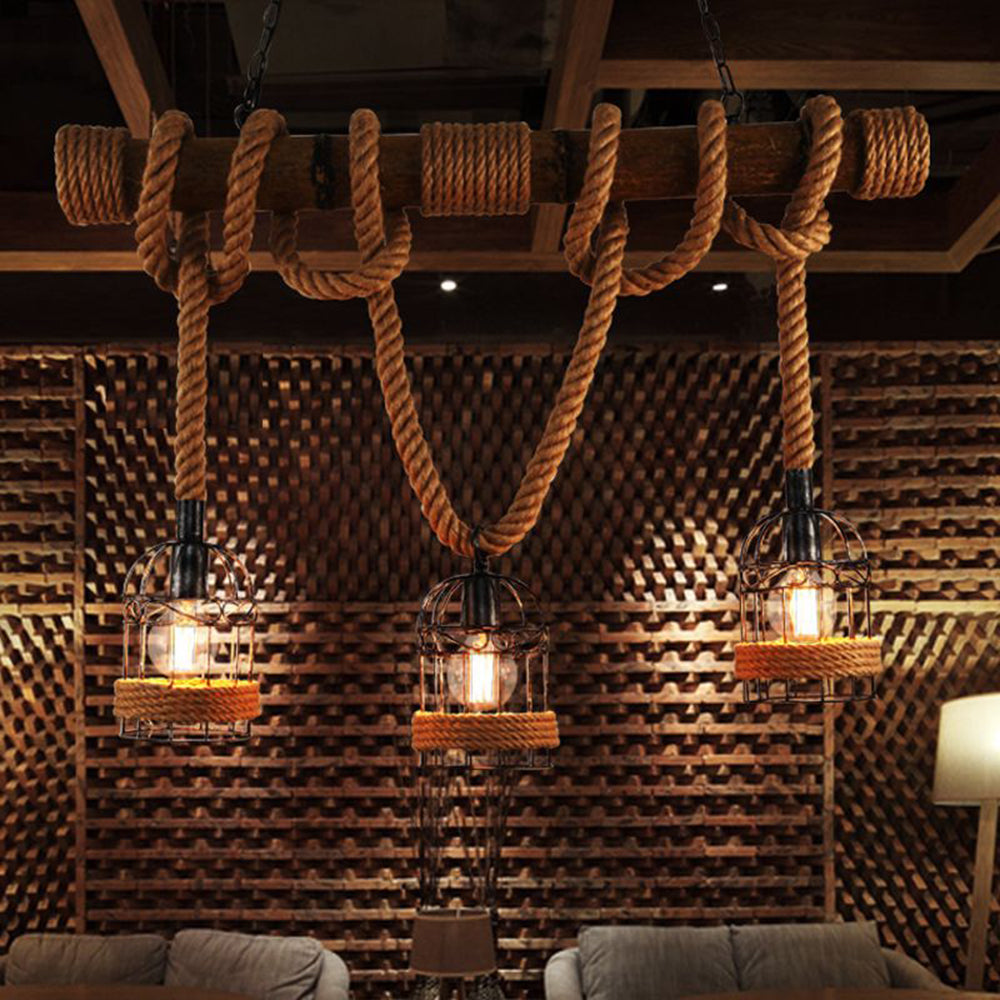 AstraLume Retro Wood and Metal Pendant Lamp — Warm White - Desfino