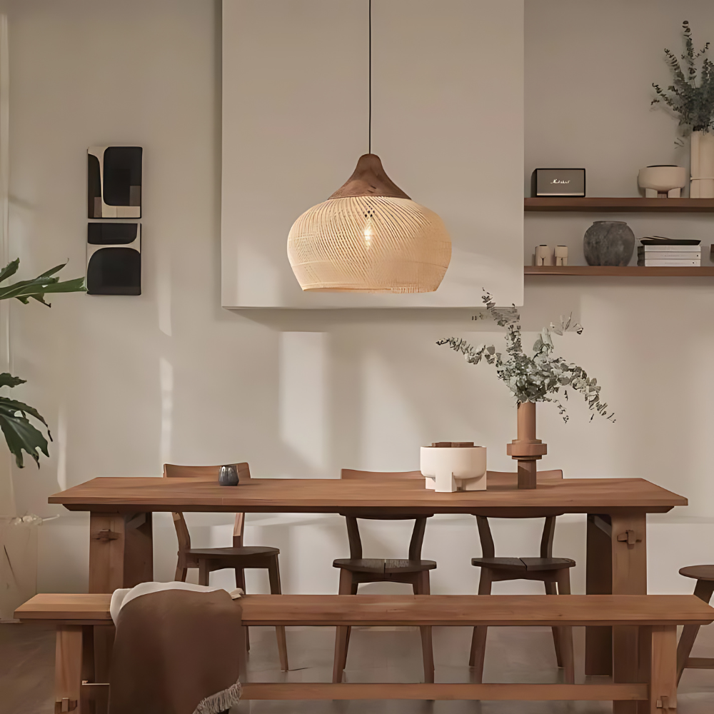 Aurelia Ręcznie wyplatana rattanowa lampa wisząca — nastrojowa lampa boho - Desfino