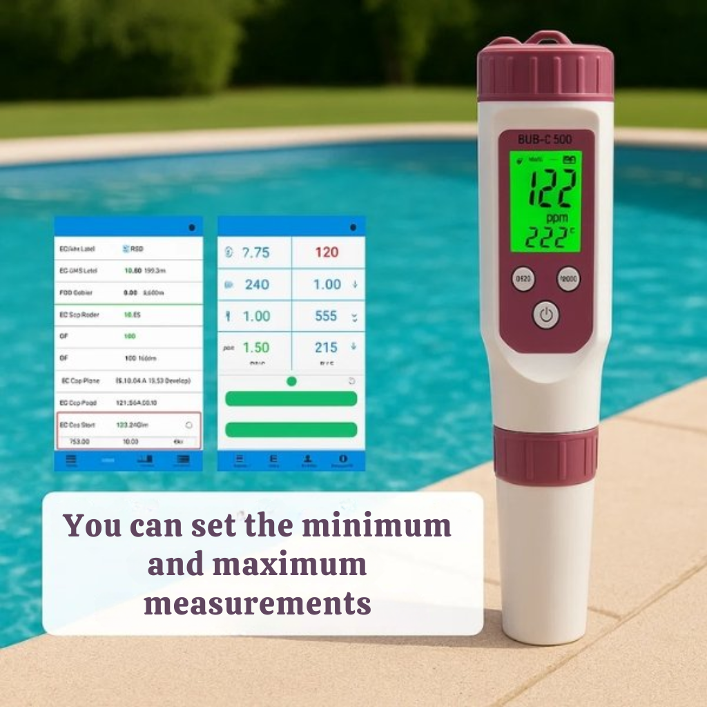 جهاز اختبار مياه المسابح الرقمي AquaSense 7-In-1 — 5 قراءات إضافية - Desfino