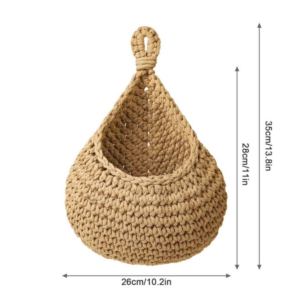 Cesto pensile boho artigianale — Contenitore traspirante per alimenti da cucina - Desfino