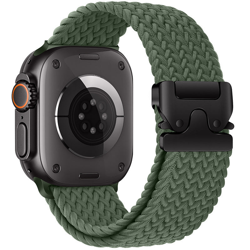 Flätad nylonrem för Apple Watch — fallskärmsspänne, passar handleder på 5–9.5 tum - Desfino