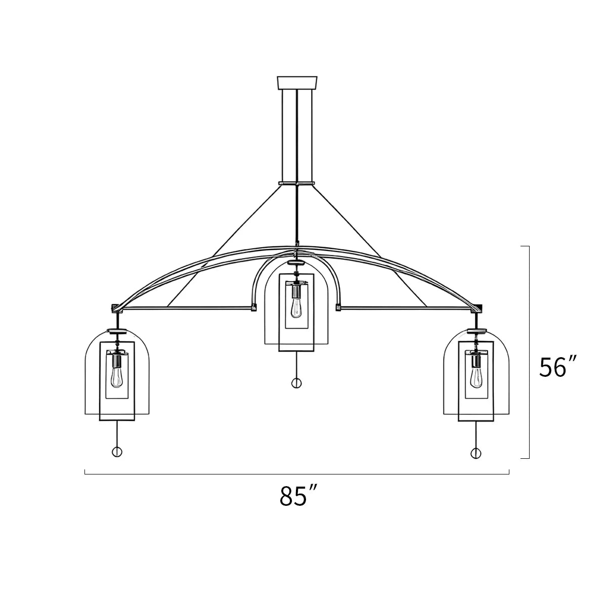 Bell Glass Chandelier for Living Room | Desfino