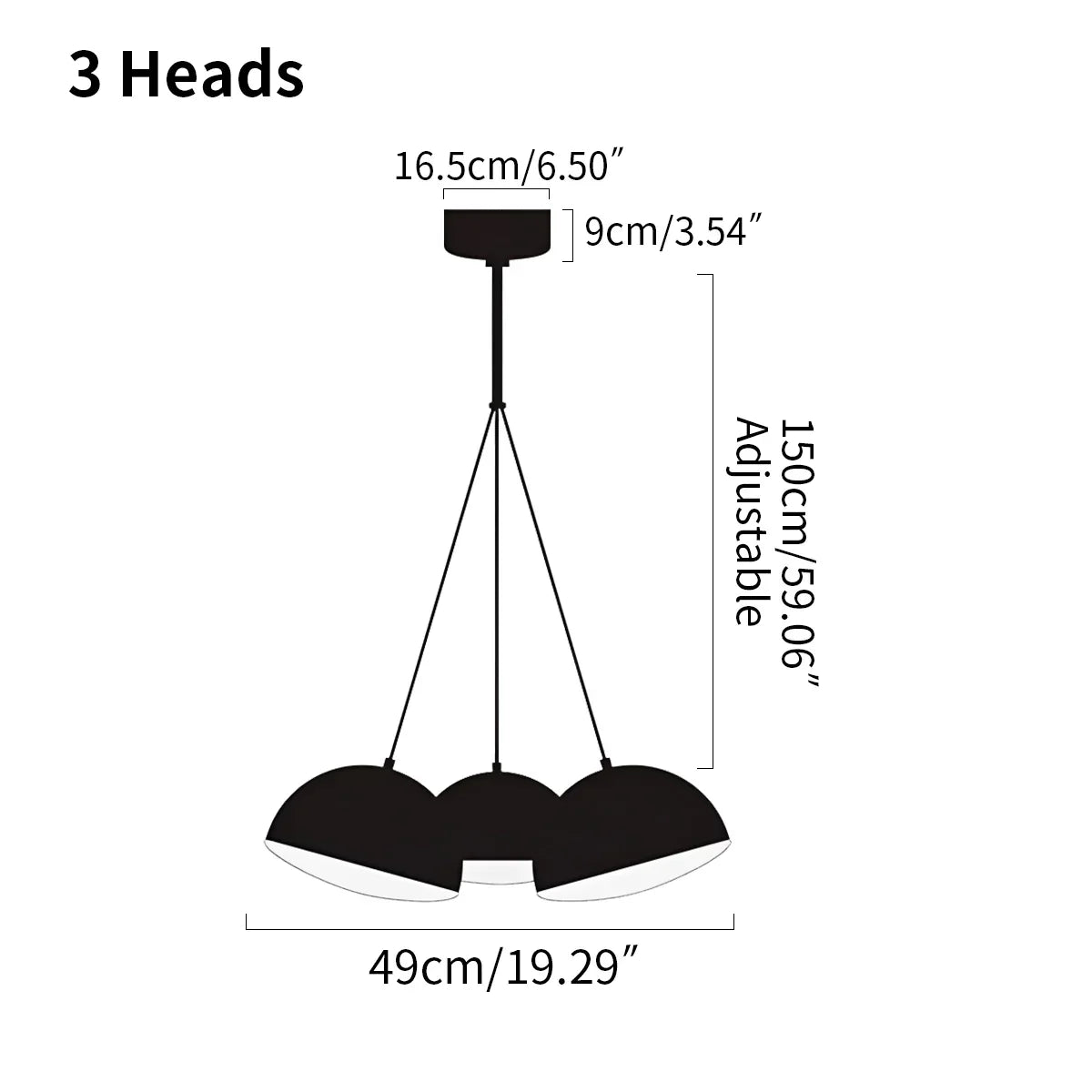 Nordische minimalistische schwarze halbrunde Pendelleuchte | Desfino