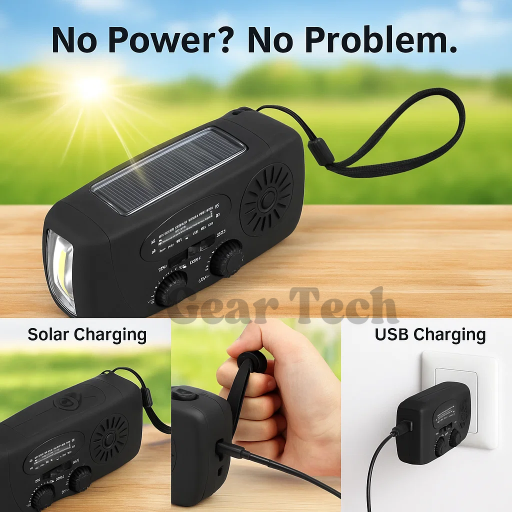 HavenLight felhúzható vészhelyzeti rádió — AM/FM, powerbank - Desfino