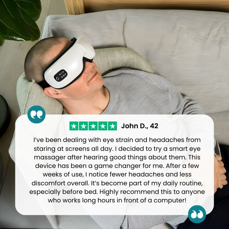 LumaSoothe Smart Eye Massager — Heat, Air Compression & Pulse | Desfino