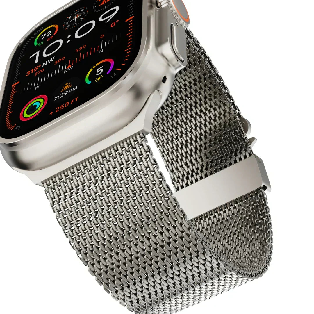 Curea tip buclă milaneză din titan ApexWeave pentru Apple Watch — plasă - Desfino
