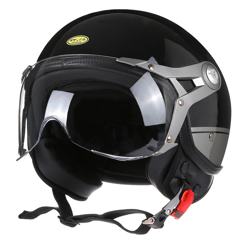 LyraJet Vintage Racer Helmet — Lightweight, Aerodynamic Bubble Visor - Desfino